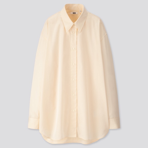UNIQLO U Oversized Long Sleeve Cotton Shirt in Off White Small S - Picture 1 of 2
